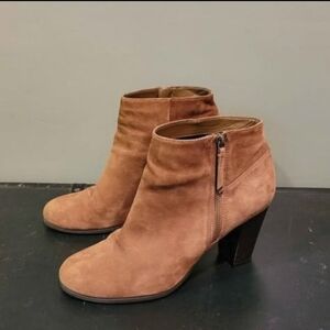 Cole Haan Davenport Suede Booties Ankle Boots, Women's Size 9.5, Brown